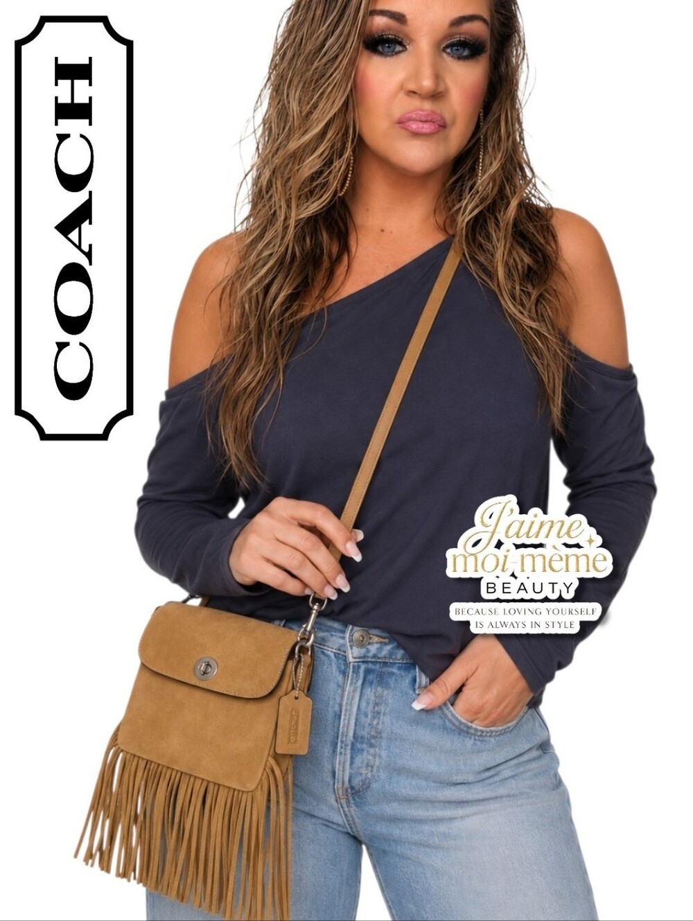 Coach RETAIL RETRO 1941 TAN SUEDE FRINGE TURNLOCK CROSSBODY BAG Silver Hardware